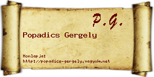 Popadics Gergely névjegykártya